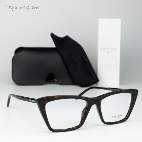 BRAND NEW Saint Laurent SL737 MICA THIN OPT 002 Havana Cat Eye Unisex Eyeglasses - Picture 1 of 9